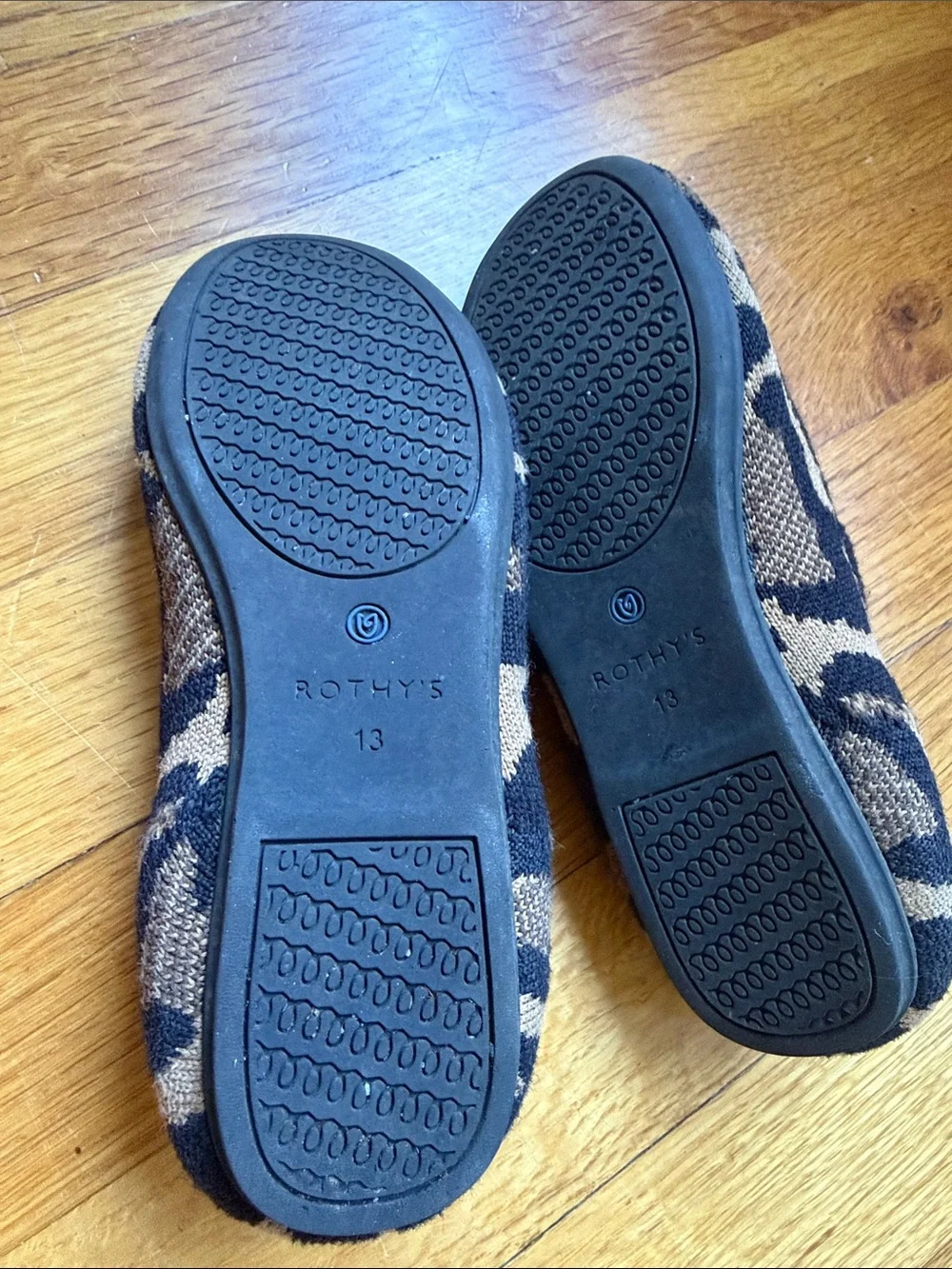 Rothy's Leopard Print Mary Jane Flats in Black and Brown